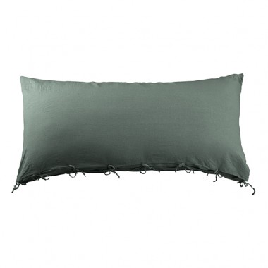 Housse de coussin rectangulaire 70 x 140 cm en lin lavé uni Vert Eucalyptus