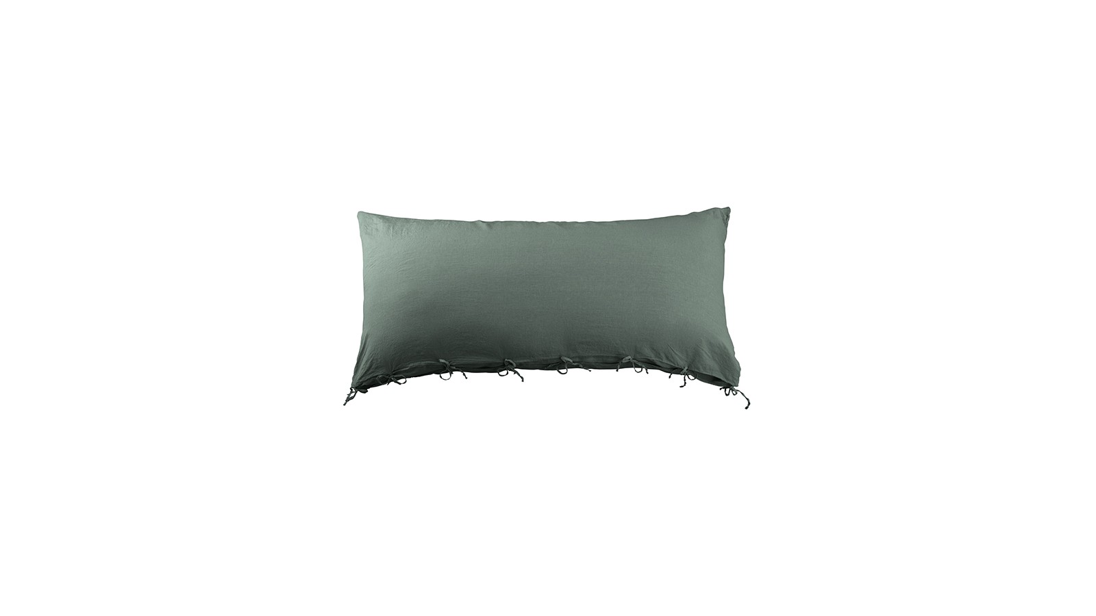 Housse de coussin rectangulaire 70 x 140 cm en lin lavé uni Vert Eucalyptus