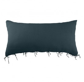 Housse de coussin rectangulaire 70 x 140 cm en lin lavé uni Bleu Coin Coin