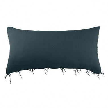 Housse de coussin rectangulaire 70 x 140 cm en lin lavé uni Bleu Coin Coin