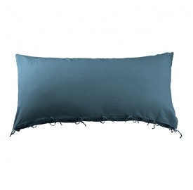 Housse de coussin rectangulaire 70 x 140 cm en lin lavé uni Bleu Pétrole