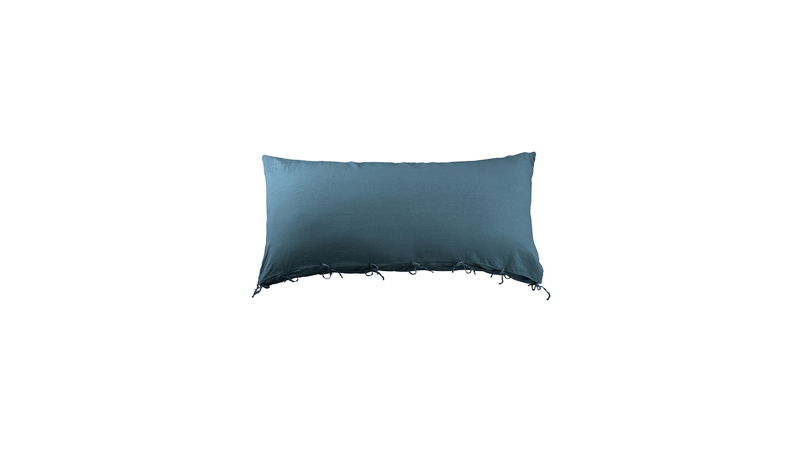 Housse de coussin rectangulaire 70 x 140 cm en lin lavé uni Bleu Pétrole