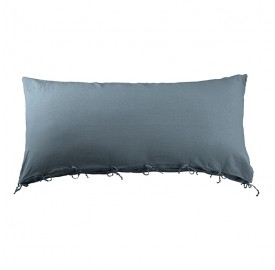 Housse de coussin rectangulaire 70 x 140 cm en lin lavé uni Bleu Orage