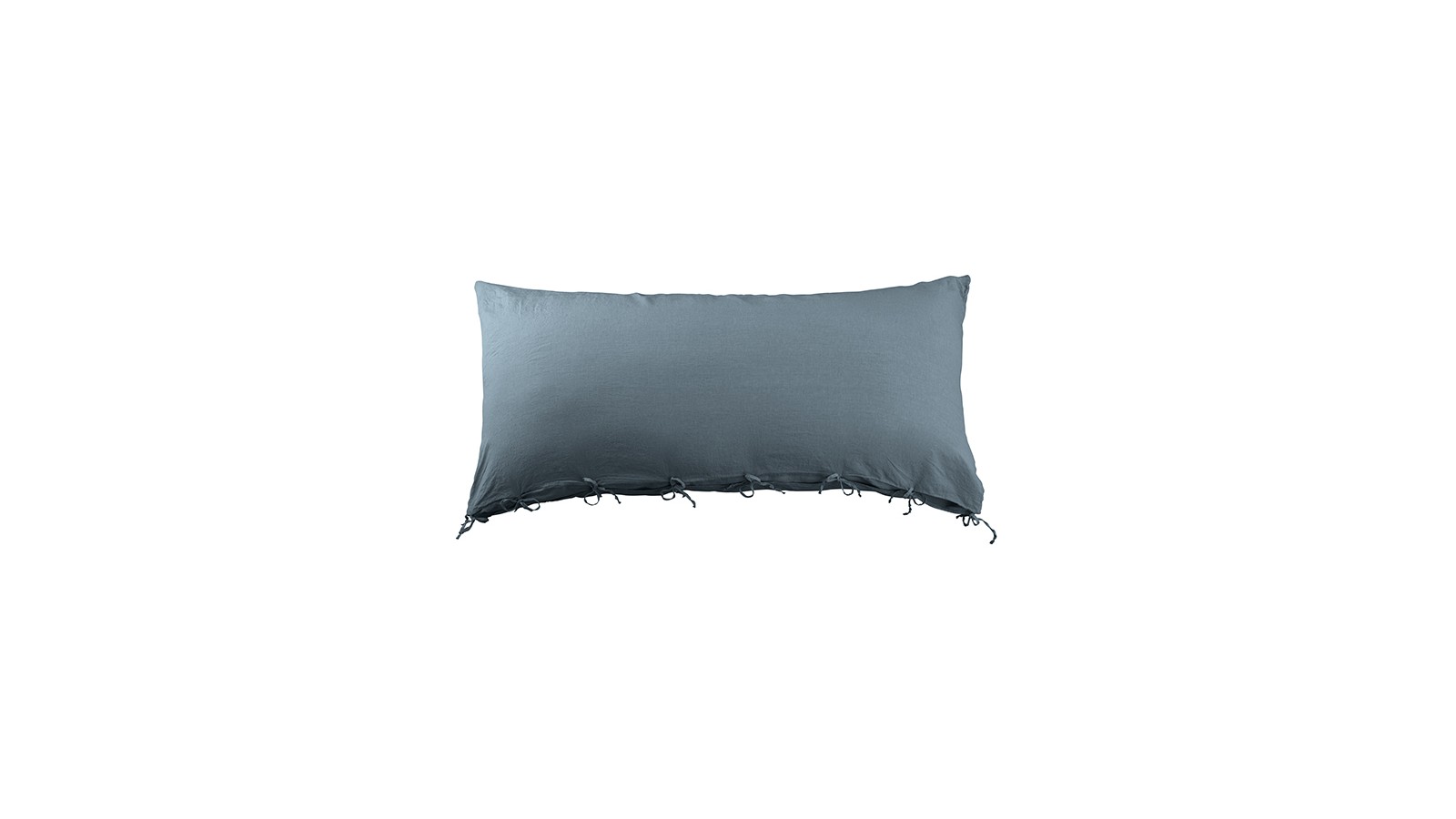 Housse de coussin rectangulaire 70 x 140 cm en lin lavé uni Bleu Orage