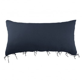 Housse de coussin rectangulaire 70 x 140 cm en lin lavé uni Bleu Encre