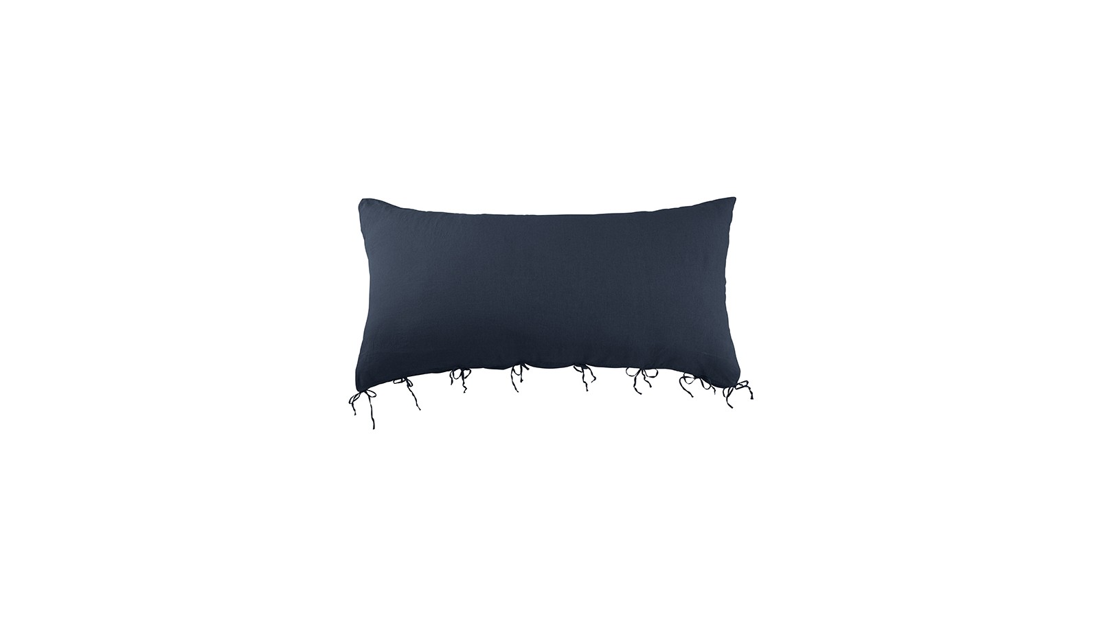 Housse de coussin rectangulaire 70 x 140 cm en lin lavé uni Bleu Encre