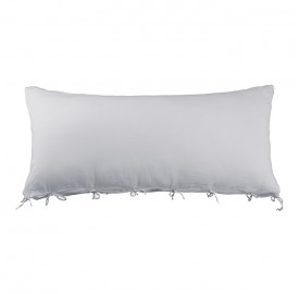 Housse de coussin rectangulaire 70 x 140 cm en lin lavé uni Gris Buée