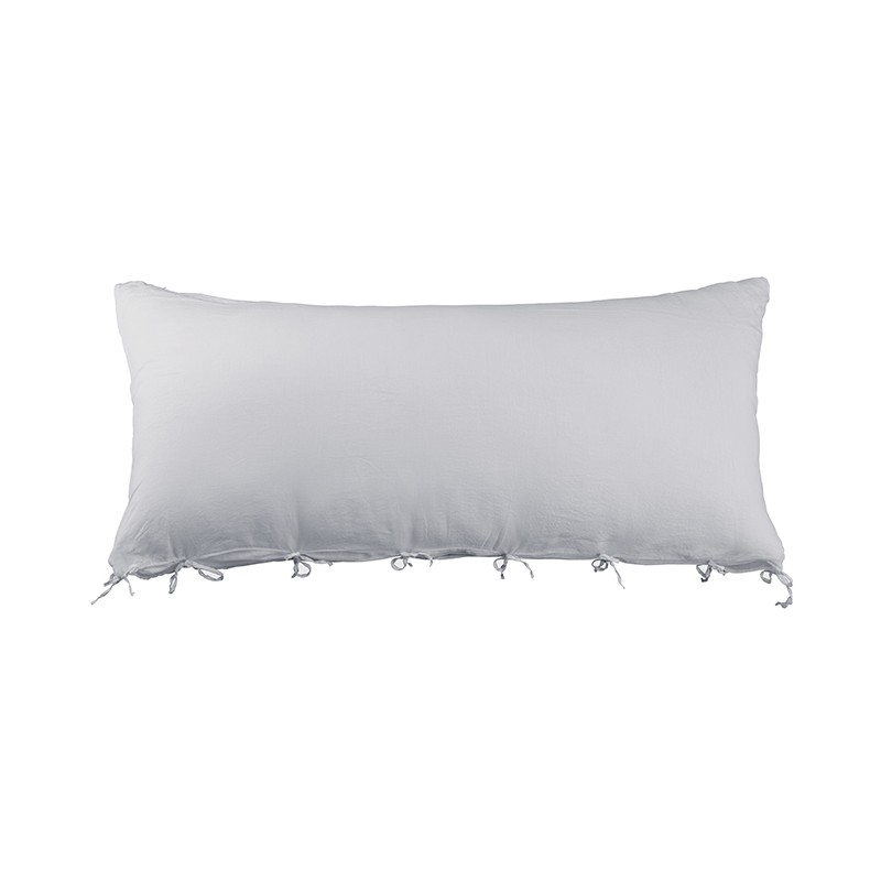 Housse de coussin rectangulaire 70 x 140 cm en lin lavé uni Gris Buée