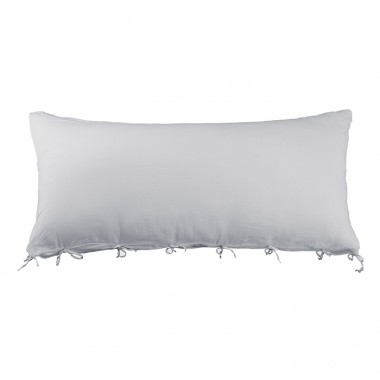 Housse de coussin rectangulaire 70 x 140 cm en lin lavé uni Gris Buée