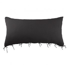 Housse de coussin rectangulaire 70 x 140 cm en lin lavé uni Charbon