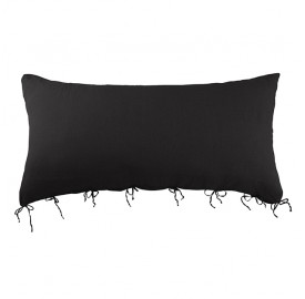 Housse de coussin rectangulaire 70 x 140 cm en lin lavé uni Noir Noir