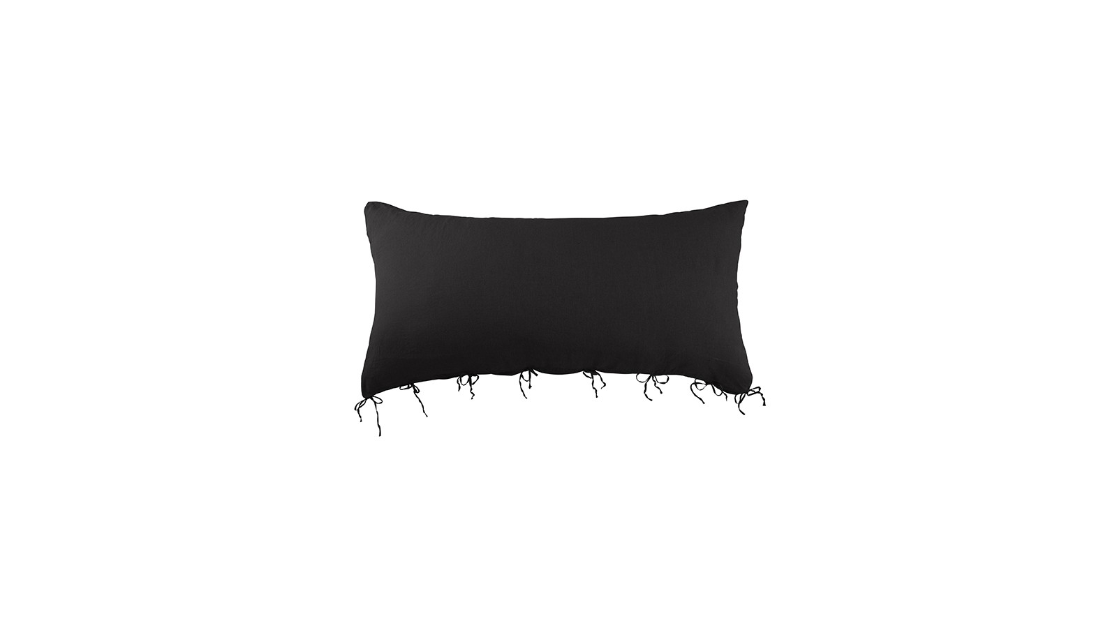 Housse de coussin rectangulaire 70 x 140 cm en lin lavé uni Noir Noir Housse de coussin rectangulaire 70 x 140 cm en lin lavé uni Noir Noir