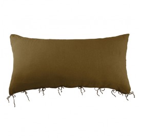 Housse de coussin rectangulaire 70 x 140 cm en lin lavé uni Caramel