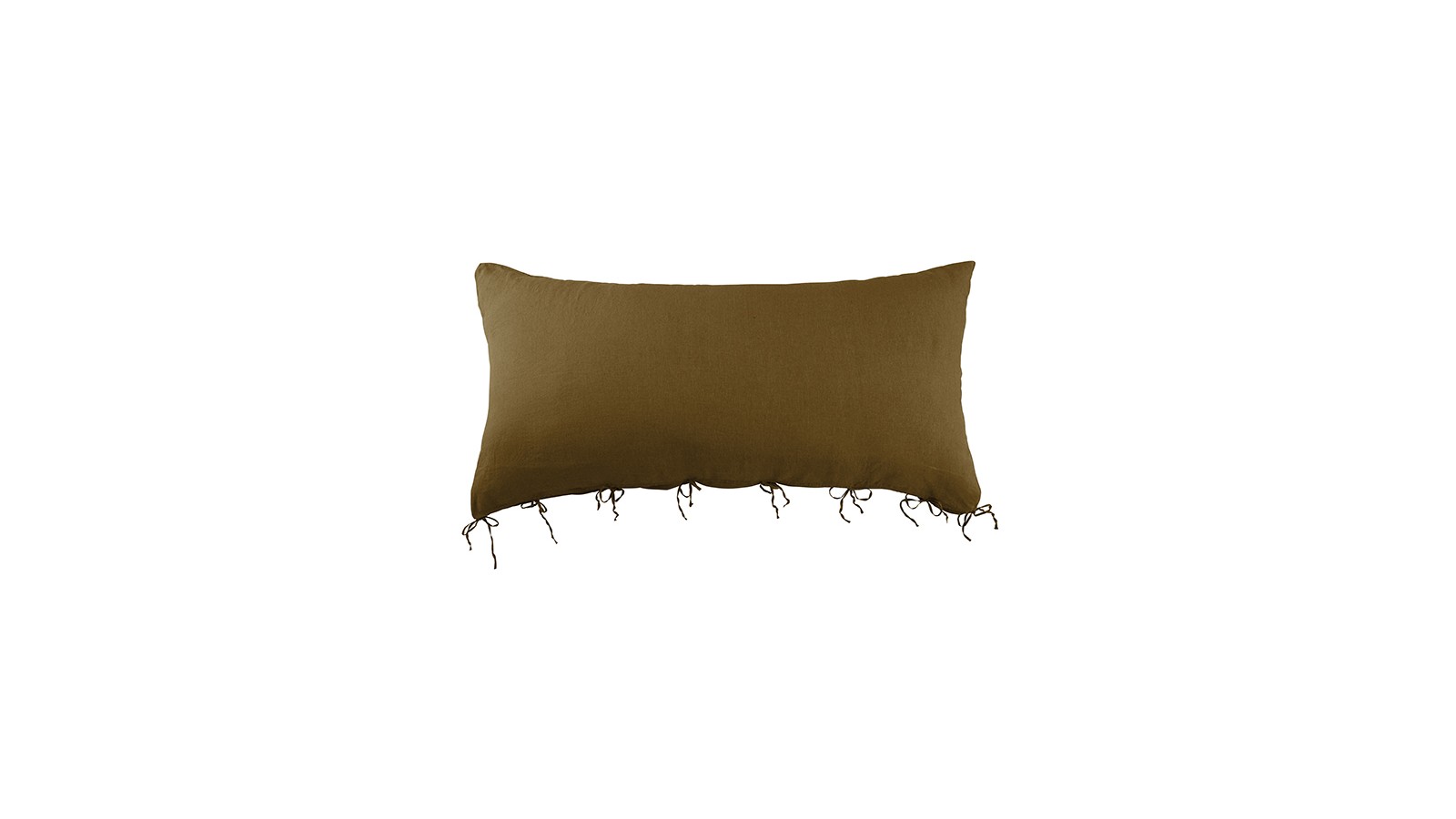 Housse de coussin rectangulaire 70 x 140 cm en lin lavé uni Caramel