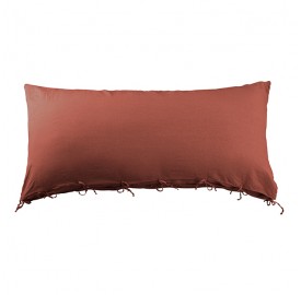 Housse de coussin rectangulaire 70 x 140 cm en lin lavé uni Orange Terracotta