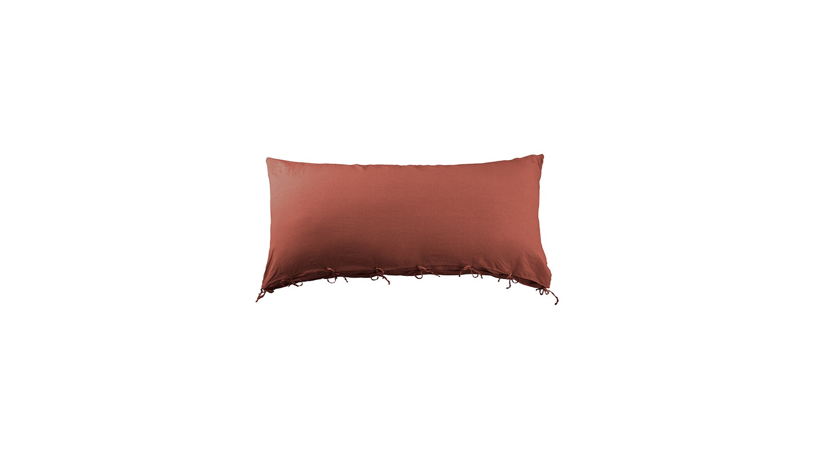 Housse de coussin rectangulaire 70 x 140 cm en lin lavé uni Orange Terracotta