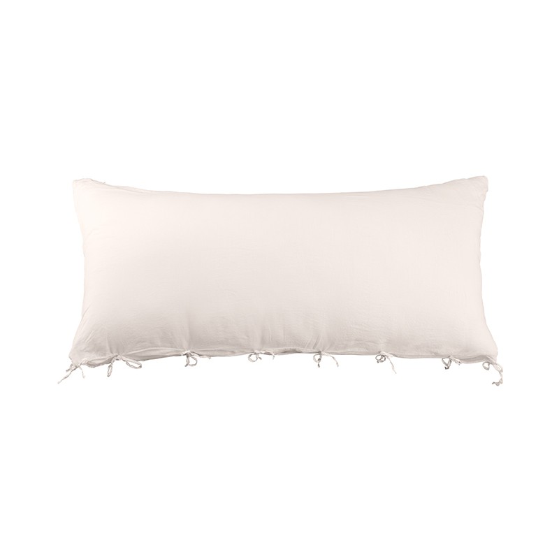 Housse de coussin rectangulaire 70 x 140 cm en lin lavé uni Rose Yogourt