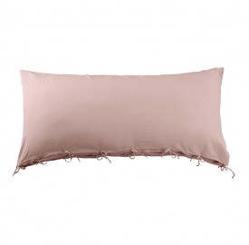 Housse de coussin rectangulaire 70 x 140 cm en lin lavé uni Rose Rétro