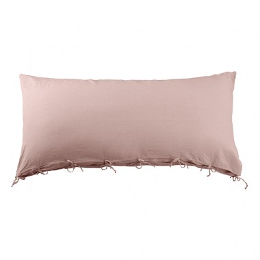 Housse de coussin rectangulaire 70 x 140 cm en lin lavé uni Rose Rétro