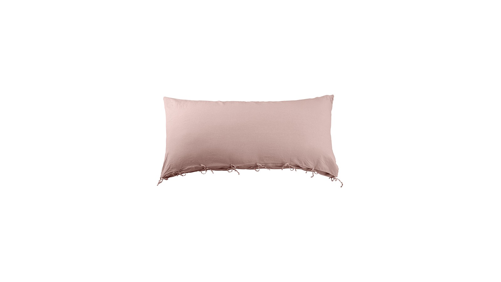 Housse de coussin rectangulaire 70 x 140 cm en lin lavé uni Rose Rétro