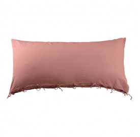 Housse de coussin rectangulaire 70 x 140 cm en lin lavé uni Rose Boudoir