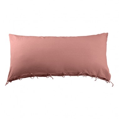 Housse de coussin rectangulaire 70 x 140 cm en lin lavé uni Rose Boudoir