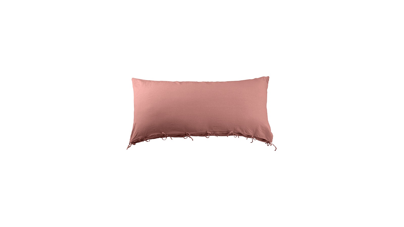 Housse de coussin rectangulaire 70 x 140 cm en lin lavé uni Rose Boudoir