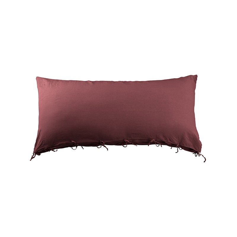 Housse de coussin rectangulaire 70 x 140 cm en lin lavé uni Rose Tomette Housse de coussin rectangulaire 70 x 140 cm en lin lavé uni Rose Tomette