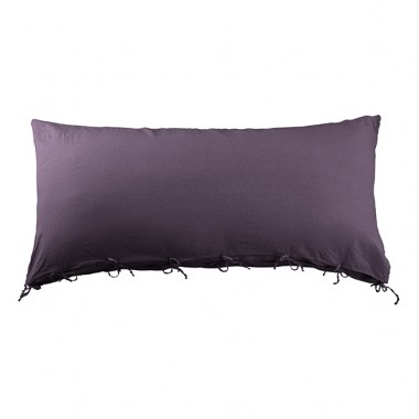 Housse de coussin rectangulaire 70 x 140 cm en lin lavé uni Vieille Prune