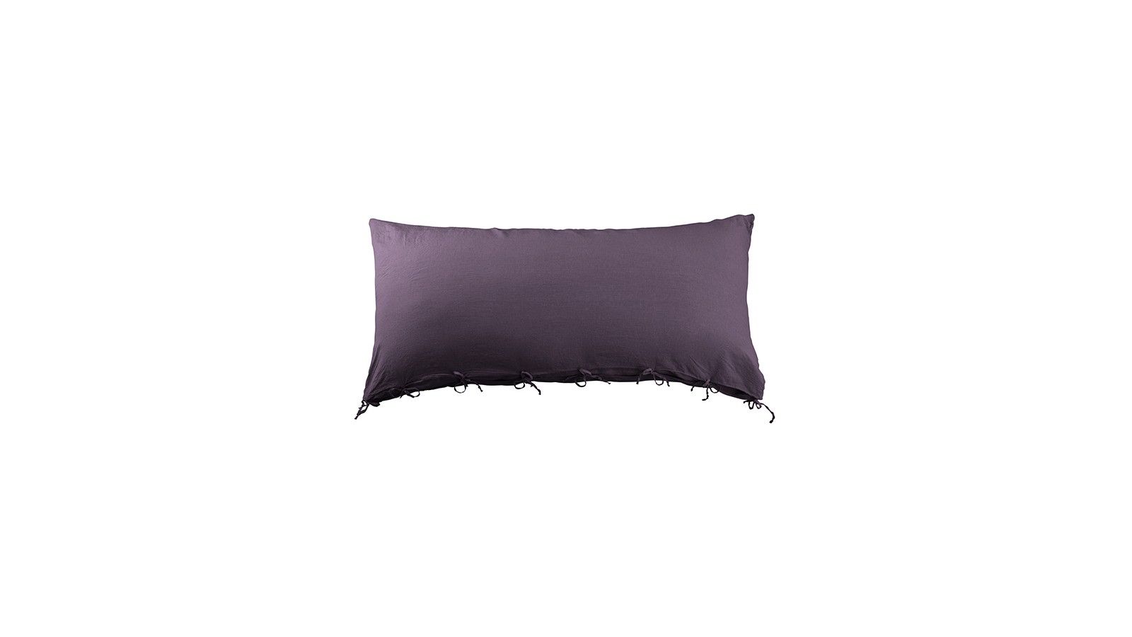 Housse de coussin rectangulaire 70 x 140 cm en lin lavé uni Vieille Prune