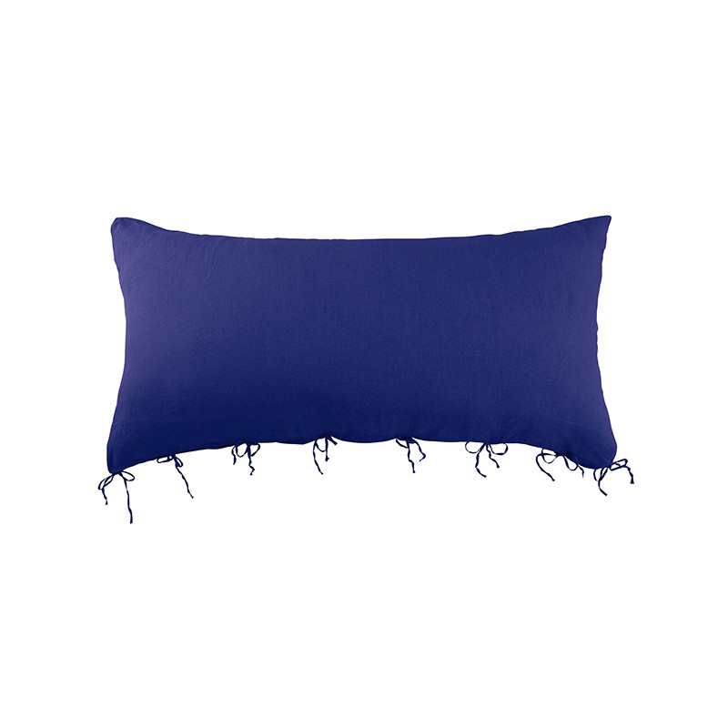 Housse de coussin rectangulaire 70 x 140 cm en lin lavé uni Bleu Klein