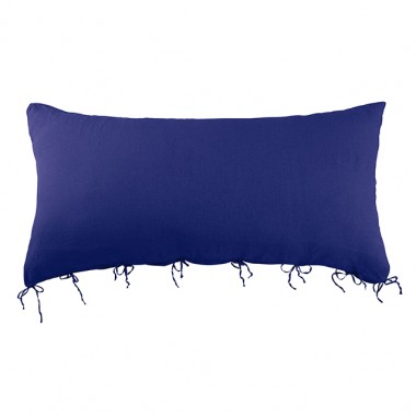 Housse de coussin rectangulaire 70 x 140 cm en lin lavé uni Bleu Klein