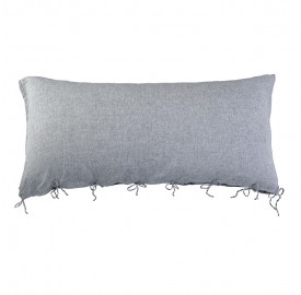 Housse de coussin rectangulaire 70 x 140 cm en lin lavé chambray Charbon