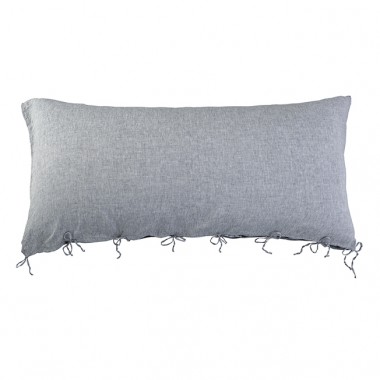 Housse de coussin rectangulaire 70 x 140 cm en lin lavé chambray Charbon