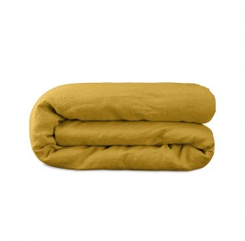Housse chemin de lit 80 x 200 cm en lin lavé uni Jaune Safran