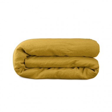 Housse chemin de lit 80 x 200 cm en lin lavé uni Jaune Safran