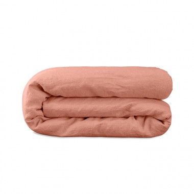 Housse chemin de lit 80 x 200 cm en lin lavé uni Rose Melba