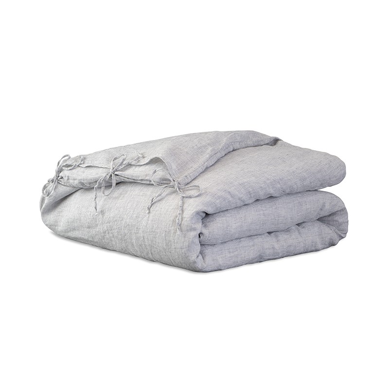 Housse d'édredon 110 x 160 cm en lin lavé chambray Rayure Colette Denim