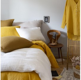 Mix and match de linge de lit couleurs Jaune Pépite, Caramel et Argile