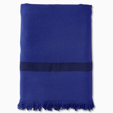 Fouta 2 places éponge 200 x 200 cm en coton bio Bleu Klein