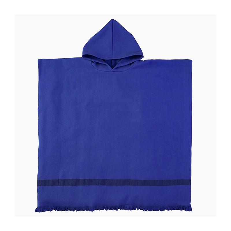 Poncho enfant en éponge de coton bio Bleu Klein