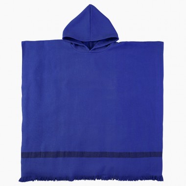 Poncho enfant en éponge de coton bio Bleu Outremer