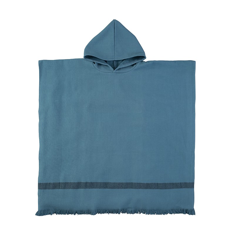 Poncho adulte en éponge de coton bio Bleu Pétrole