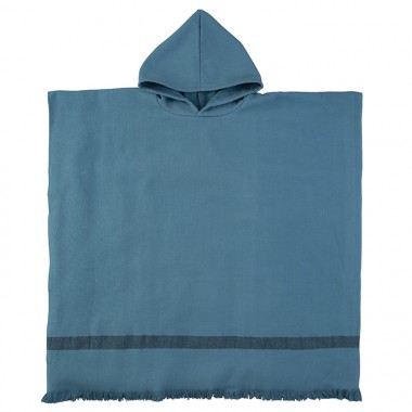 Poncho adulte en éponge de coton bio Bleu Pétrole