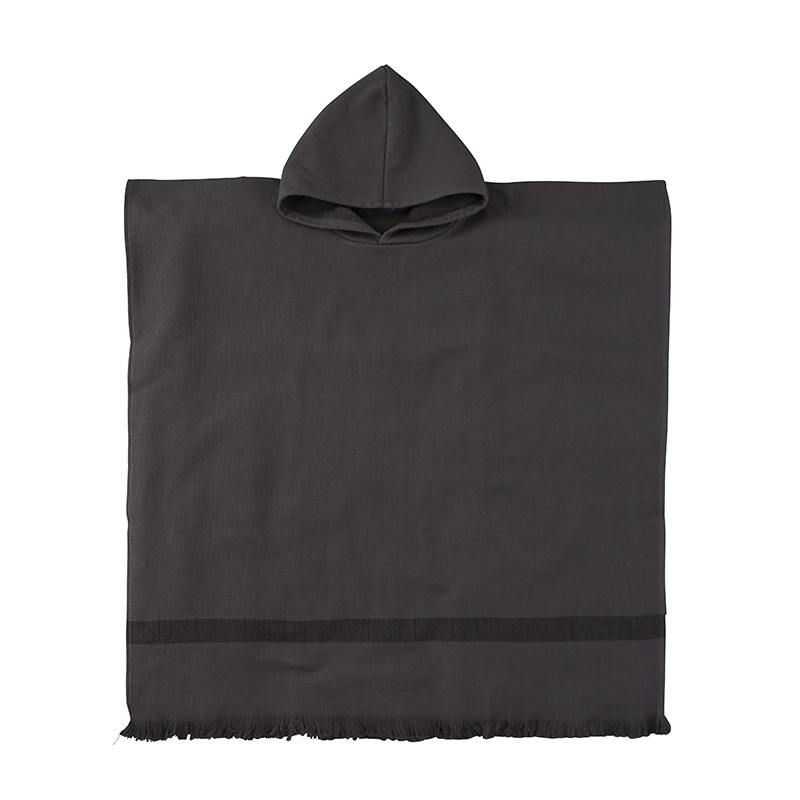 Poncho adulte en éponge de coton bio Charbon