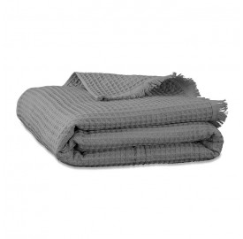 Drap de bain en nid d'abeille de coton bio Gris Cendre