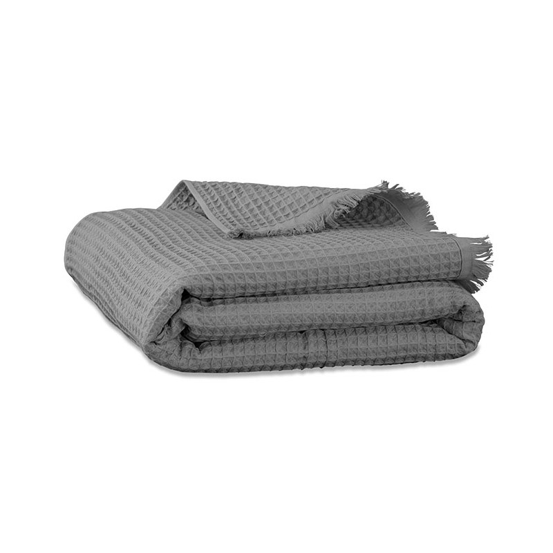 Drap de bain en nid d'abeille de coton bio Gris Cendre