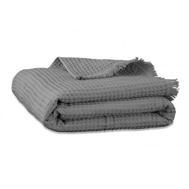 Drap de bain en nid d'abeille de coton bio Gris Cendre