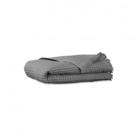 Serviette de bain en nid d'abeille de coton bio Gris Cendre