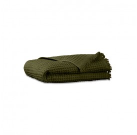 Serviette de bain en nid d'abeille de coton bio Vert Kaki